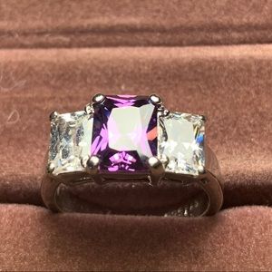 gemstone ring set in sterling Silver, Size 8 US